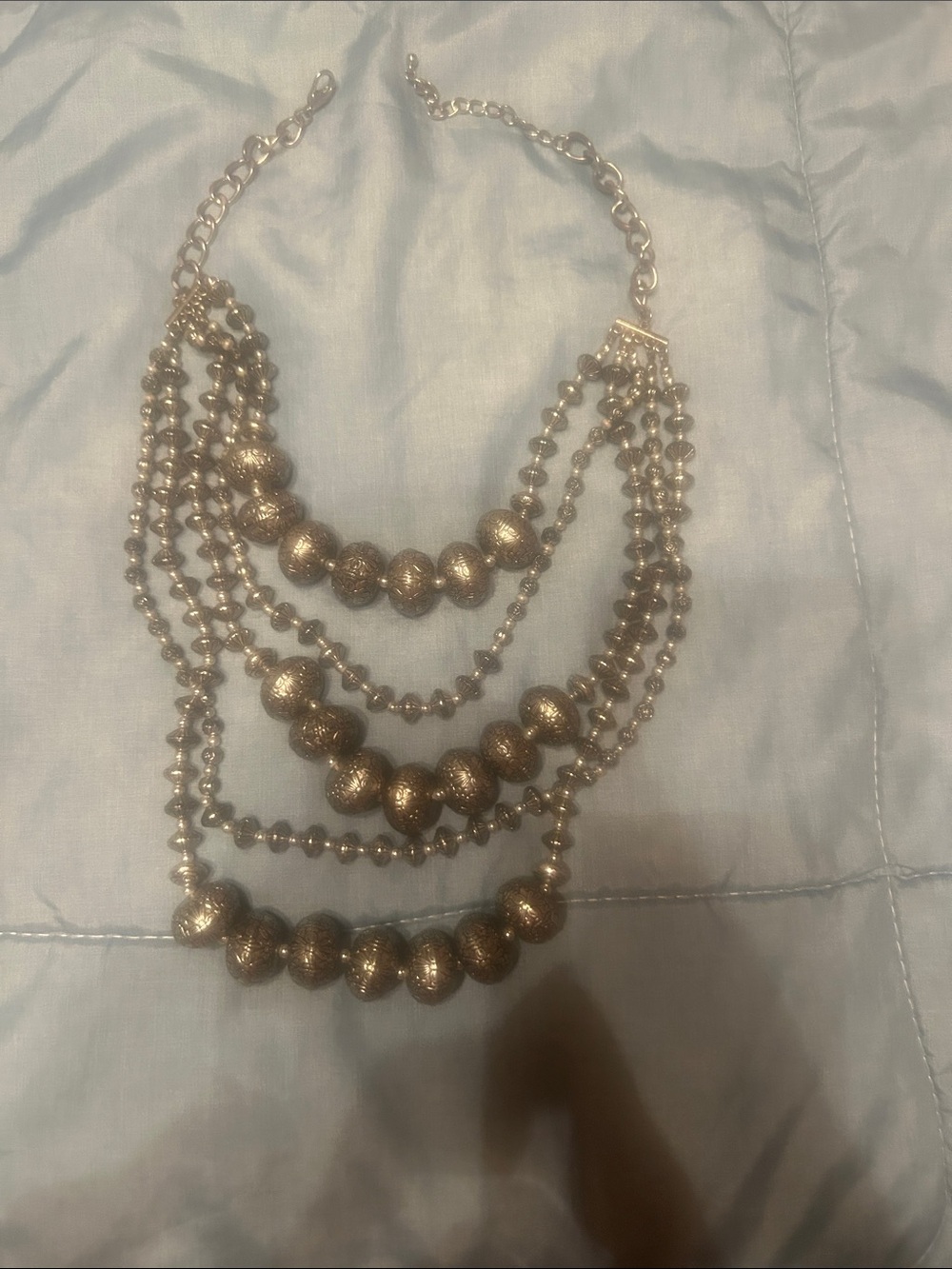 Gold Multi-Strand Beaded Statement Necklace - Women Jewelry